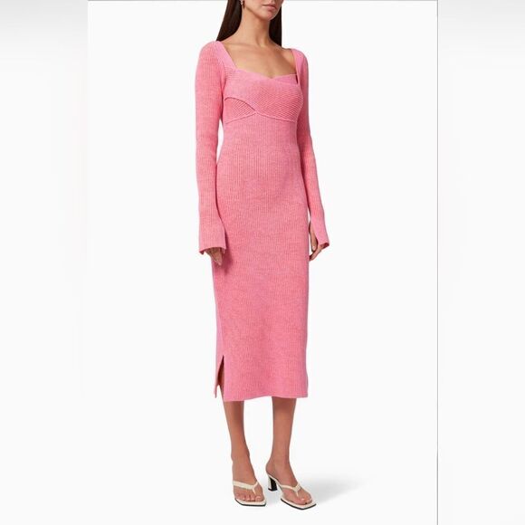 3.1 Phillip Lim Women's Long Sleeve Double Face Rib Cross Body Dress - Bubblegum - Picture 9 of 15